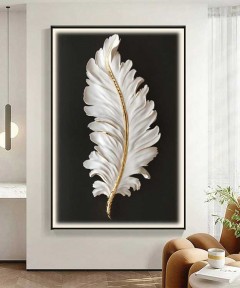 Black Frame 80*120 Cm Feather White And Black Crytsall Porsalein Painting 